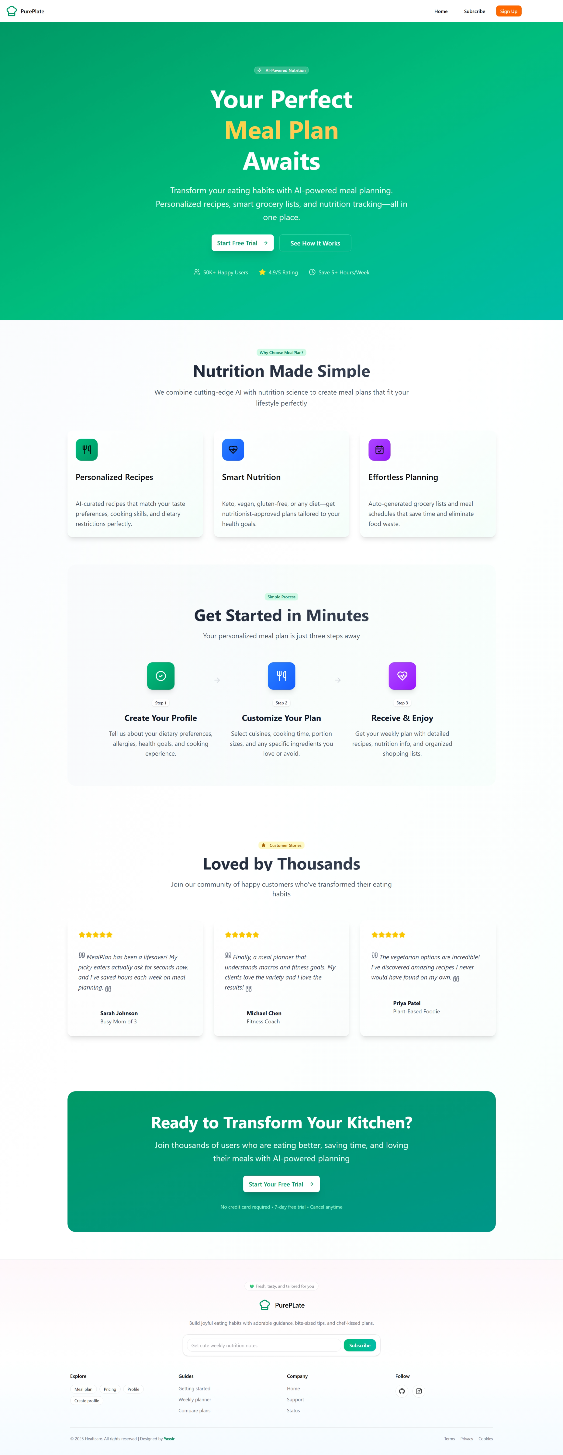 AI-powered meal planning - pure plate